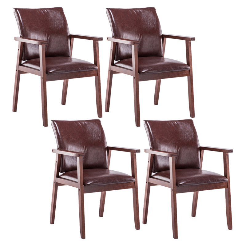 Scandinavian Rubberwood Solid Back Arm Chair Wood Dining Chair for Home