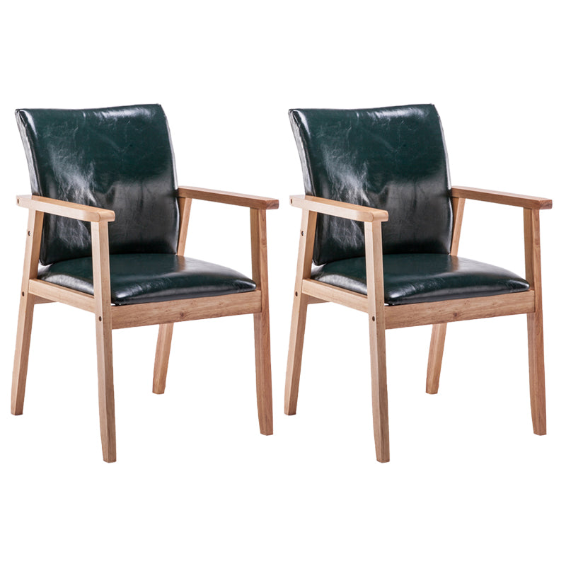 Scandinavian Rubberwood Solid Back Arm Chair Wood Dining Chair for Home