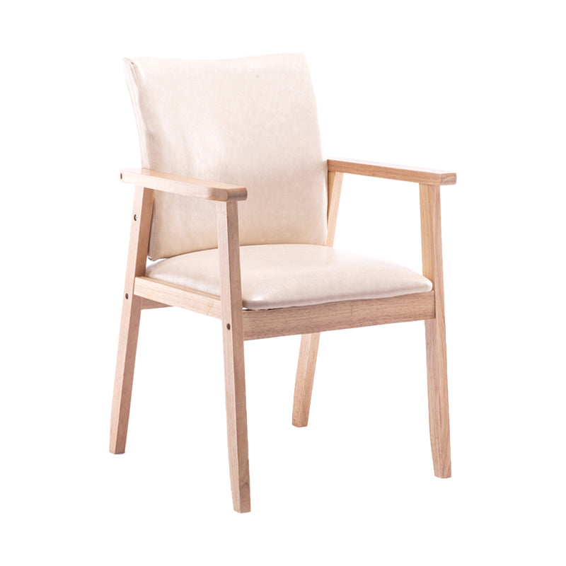 Scandinavian Rubberwood Solid Back Arm Chair Wood Dining Chair for Home