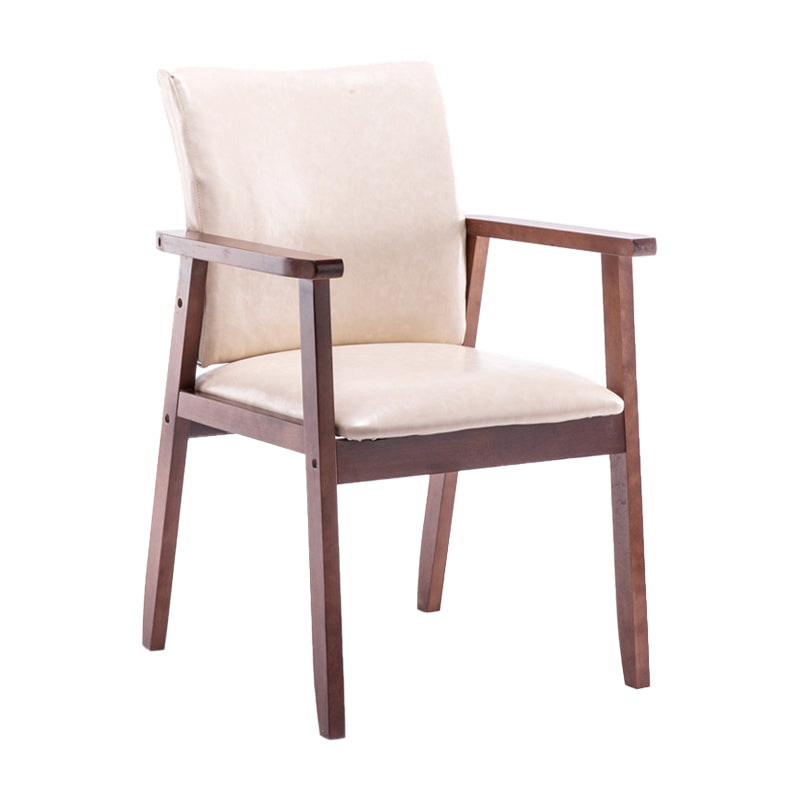 Scandinavian Rubberwood Solid Back Arm Chair Wood Dining Chair for Home