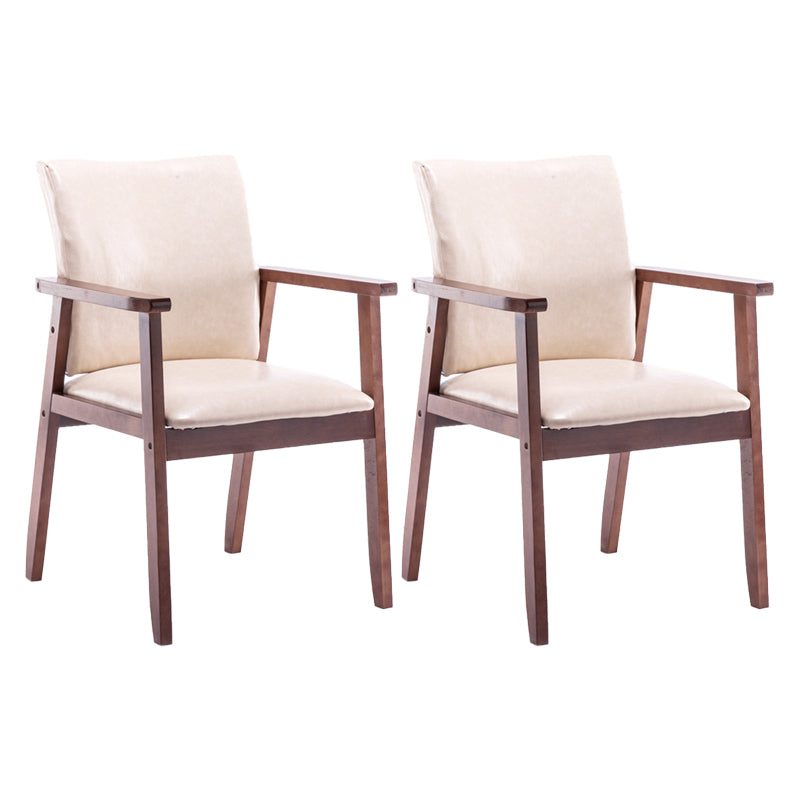 Scandinavian Rubberwood Solid Back Arm Chair Wood Dining Chair for Home