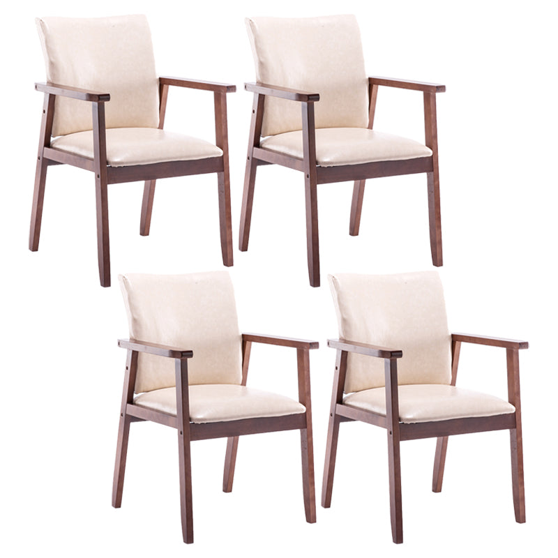 Scandinavian Rubberwood Solid Back Arm Chair Wood Dining Chair for Home