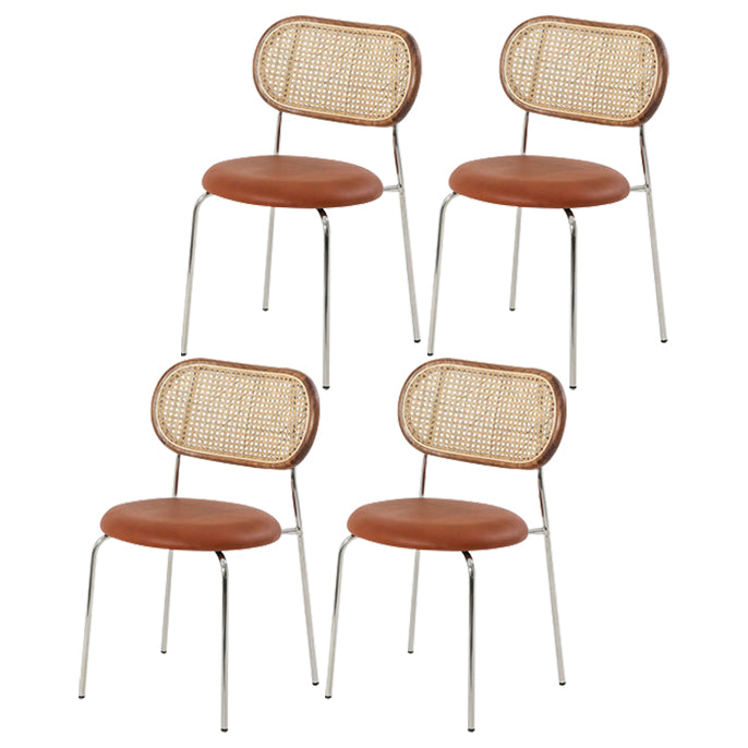 Contemporary Kitchen Metal Dining Side Chair Opening Back Dining Side Chair