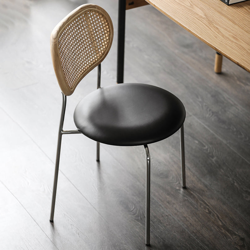 Contemporary Kitchen Metal Dining Side Chair Opening Back Dining Side Chair