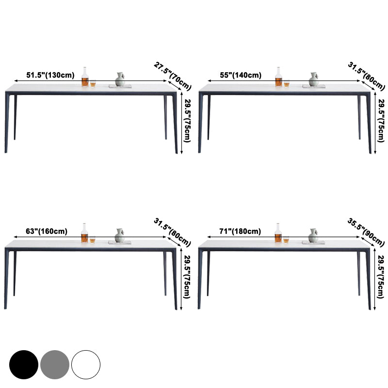 Minimalist Sintered Stone Standard Dining Table Rectangle Kitchen Dining Table with 4 Legs Base