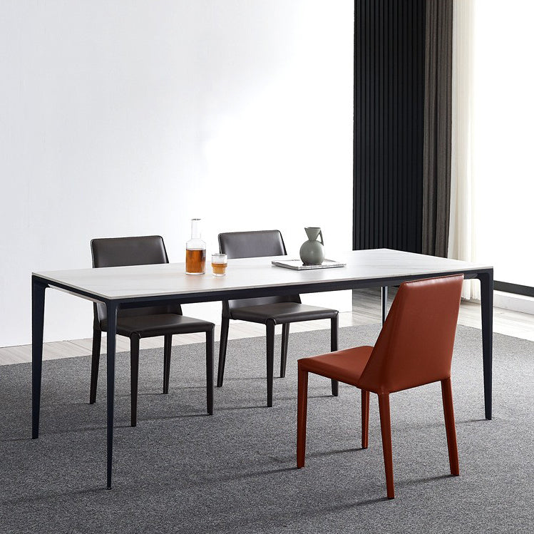 Minimalist Sintered Stone Standard Dining Table Rectangle Kitchen Dining Table with 4 Legs Base