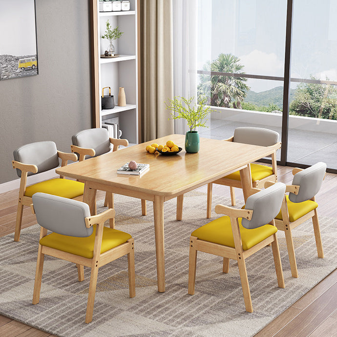 Modern Wooden Dining Table Rectangle Table with 4 Legs for Dinning Room