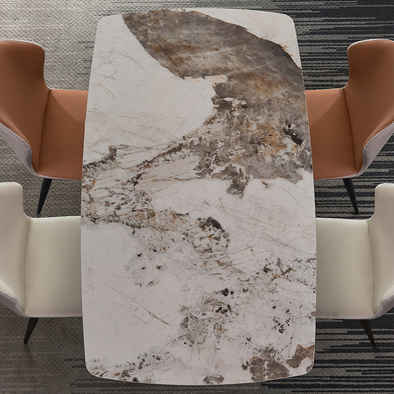 Metal Modern Rectangular Dining Table Sintered Stone Table for Dining Room and Kitchen