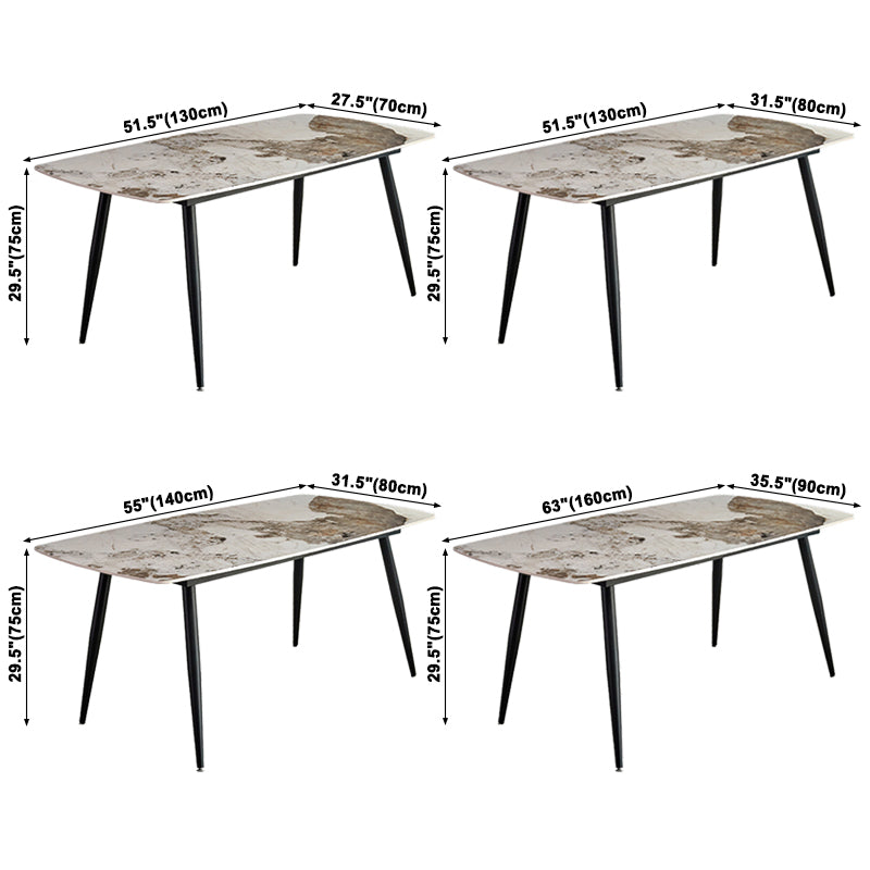 Metal Modern Rectangular Dining Table Sintered Stone Table for Dining Room and Kitchen