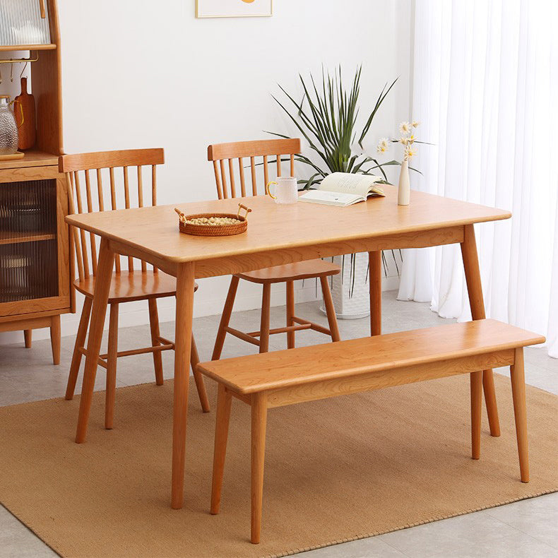 Oak Solid Wood Dining Table Simple Style Rectangle Dining Site Table with 4 Legs