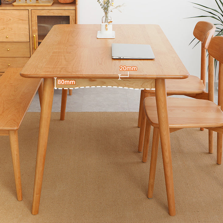 Oak Solid Wood Dining Table Simple Style Rectangle Dining Site Table with 4 Legs