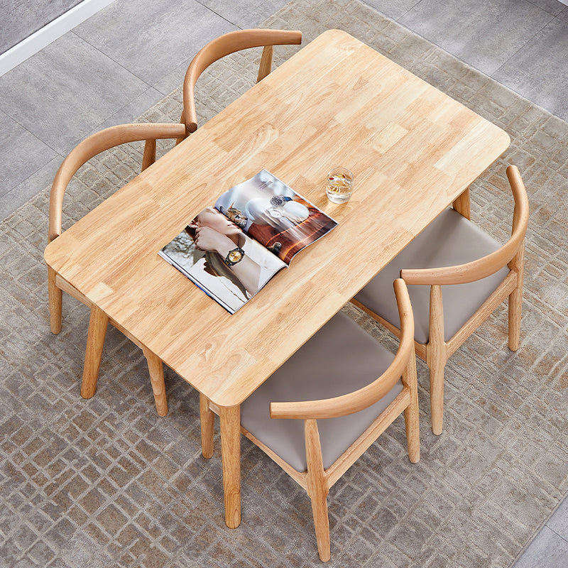 Table à manger rectangulaire et carrée en bois massif de style simplicité avec base à 4 pieds