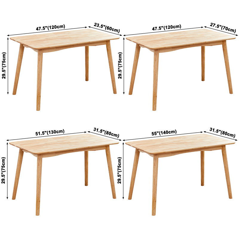 Table à manger rectangulaire et carrée en bois massif de style simplicité avec base à 4 pieds