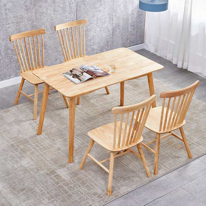 Table à manger rectangulaire et carrée en bois massif de style simplicité avec base à 4 pieds