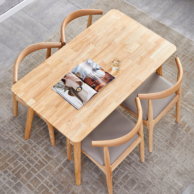 Table à manger rectangulaire et carrée en bois massif de style simplicité avec base à 4 pieds