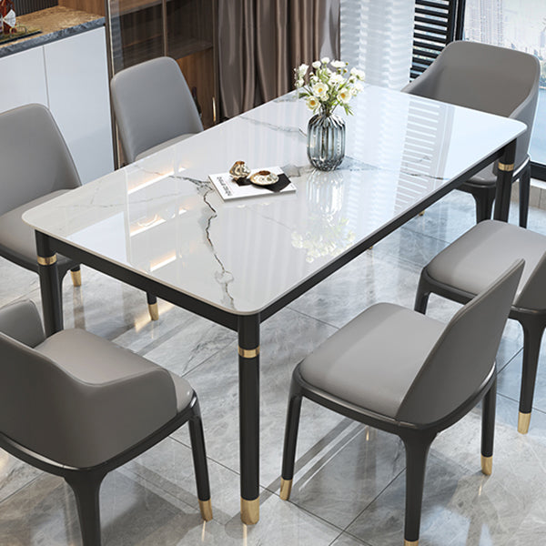Mesa de comedor rectangular moderno de madera maciza Mesa de piedra sinterizada para comedor y cocina