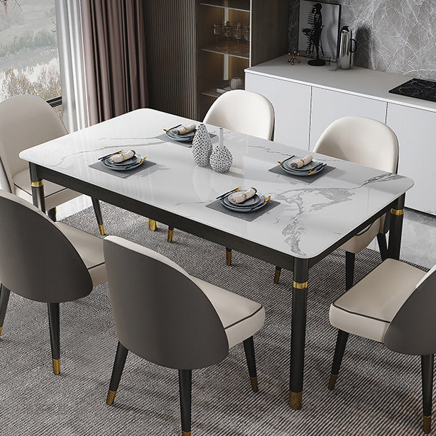Mesa de comedor rectangular moderno de madera maciza Mesa de piedra sinterizada para comedor y cocina