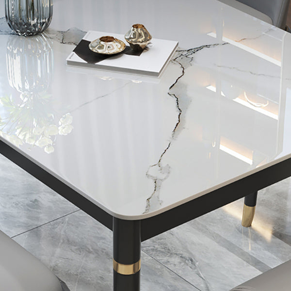 Mesa de comedor rectangular moderno de madera maciza Mesa de piedra sinterizada para comedor y cocina