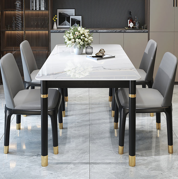 Mesa de comedor rectangular moderno de madera maciza Mesa de piedra sinterizada para comedor y cocina