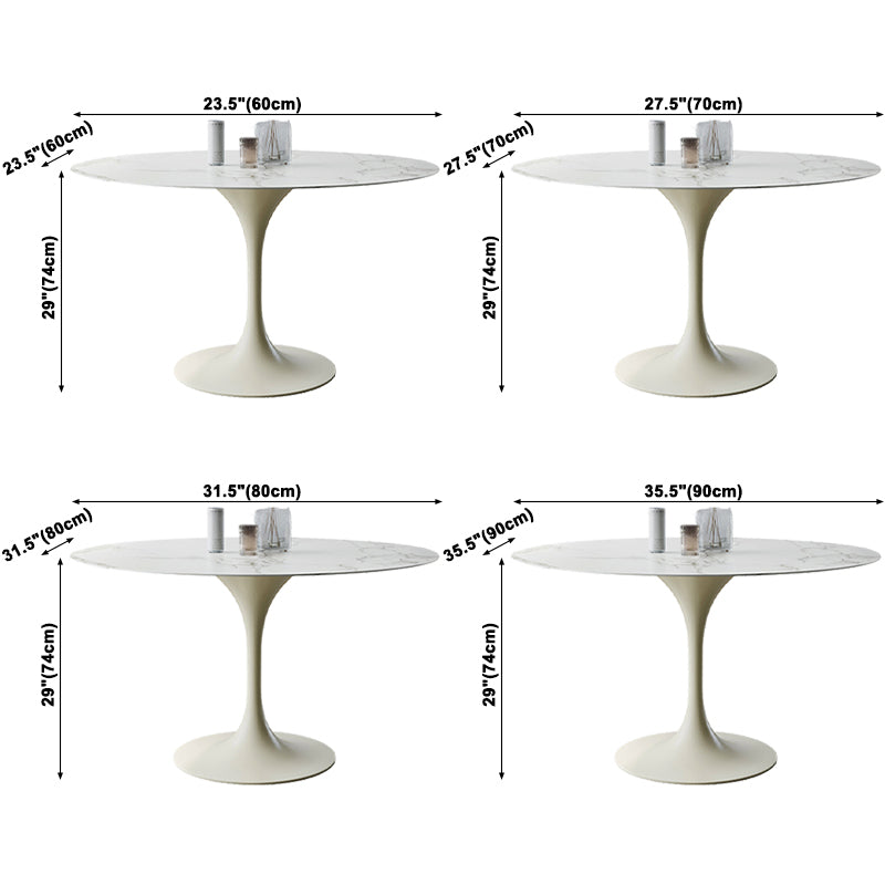 Ronde tulpen moderne eettafel witte toon vaste tafel met sinteren steen
