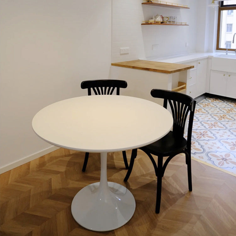 Ronde tulpen moderne eettafel witte toon vaste tafel met sinteren steen