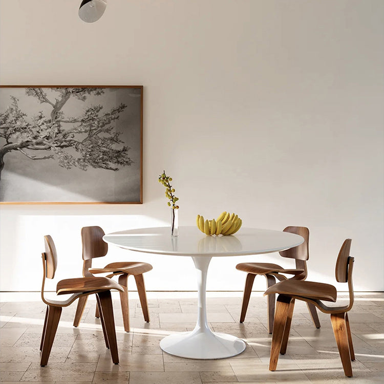 Ronde tulpen moderne eettafel witte toon vaste tafel met sinteren steen