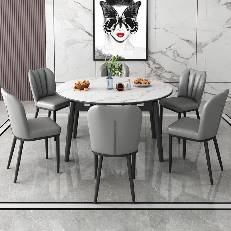 Modern Style Sintered Stone Dining Table Round Table with 4 Legs for Home Use