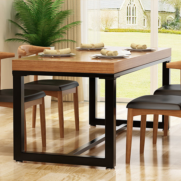 Mesa de comedor de cocina de madera maciza moderna forma de comedor rectángulo de comedor estándar con base de caballete