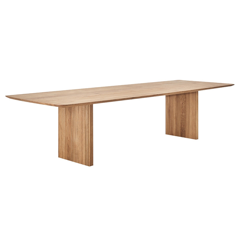 Rectangle Modern Dining Table White Fixed Table with Pinewood Solid Wood