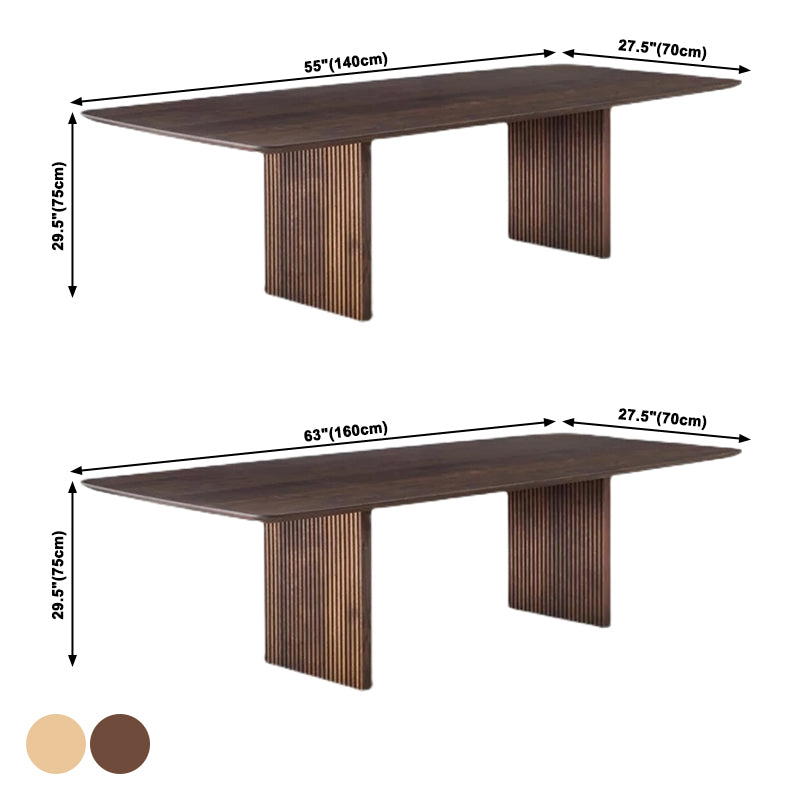 Rectangle Modern Dining Table White Fixed Table with Pinewood Solid Wood