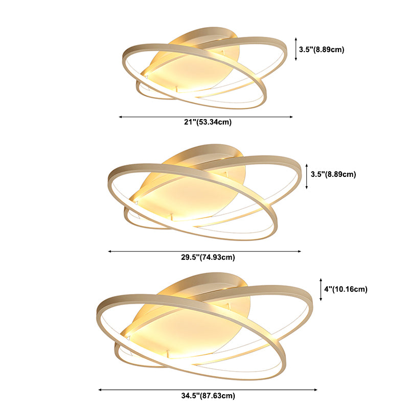 2-Lights Circle Semi Flush Mount Light Metal Modern Style Semi Flush Mounted Ceiling Led Lights