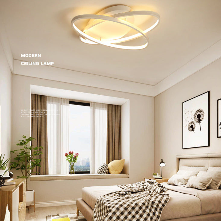 2-Lights Circle Semi Flush Mount Light Metal Modern Style Semi Flush Mounted Ceiling Led Lights