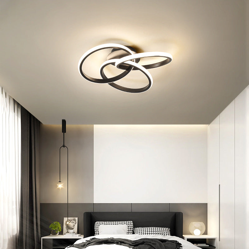 3-Lights Circular Semi Flush Mount Ceiling Lighting Fixture Modern Style Metal Flush Light