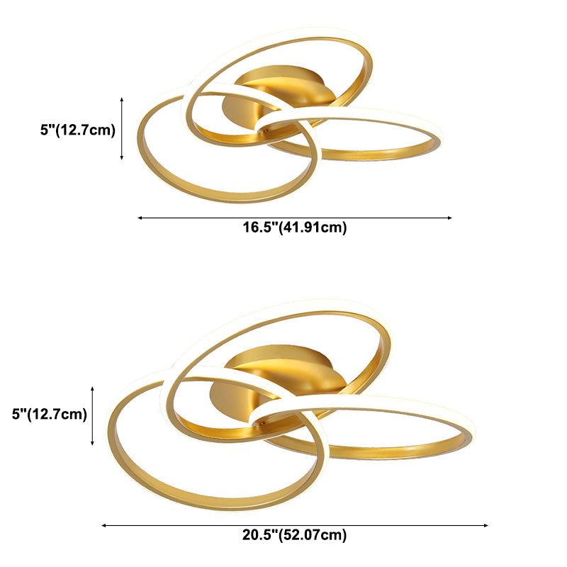 3-Lights Circular Semi Flush Mount Ceiling Lighting Fixture Modern Style Metal Flush Light