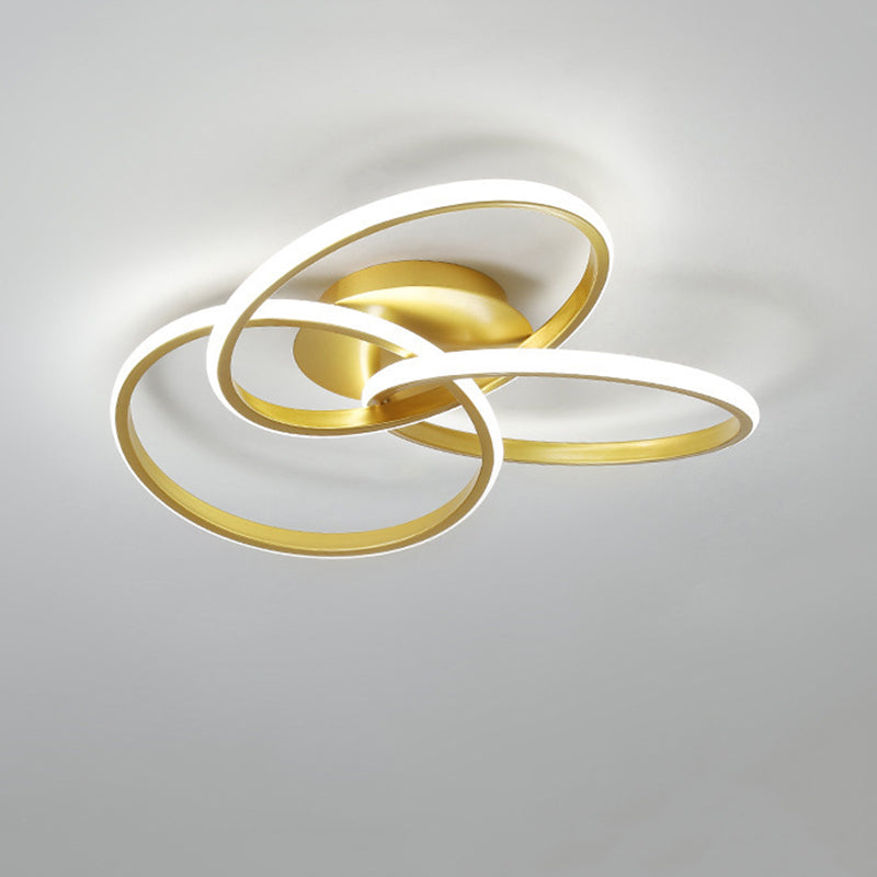 3-Lights Circular Semi Flush Mount Ceiling Lighting Fixture Modern Style Metal Flush Light