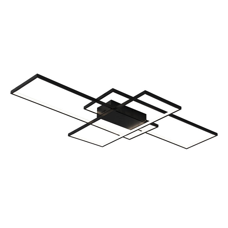 Lámparas de techo semi empotradas rectangulares de estilo moderno Luces de techo de montaje semisuperficial de metal de 3 luces