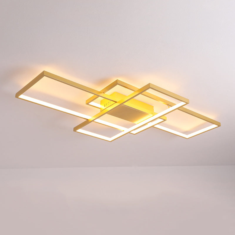 Lámparas de techo semi empotradas rectangulares de estilo moderno Luces de techo de montaje semisuperficial de metal de 3 luces