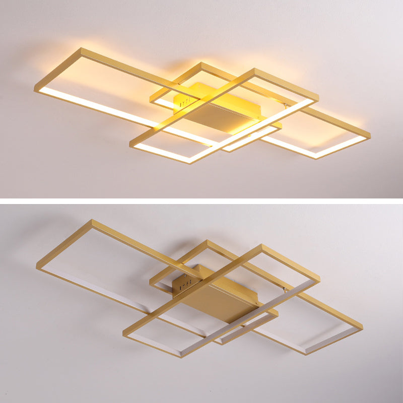 Lámparas de techo semi empotradas rectangulares de estilo moderno Luces de techo de montaje semisuperficial de metal de 3 luces