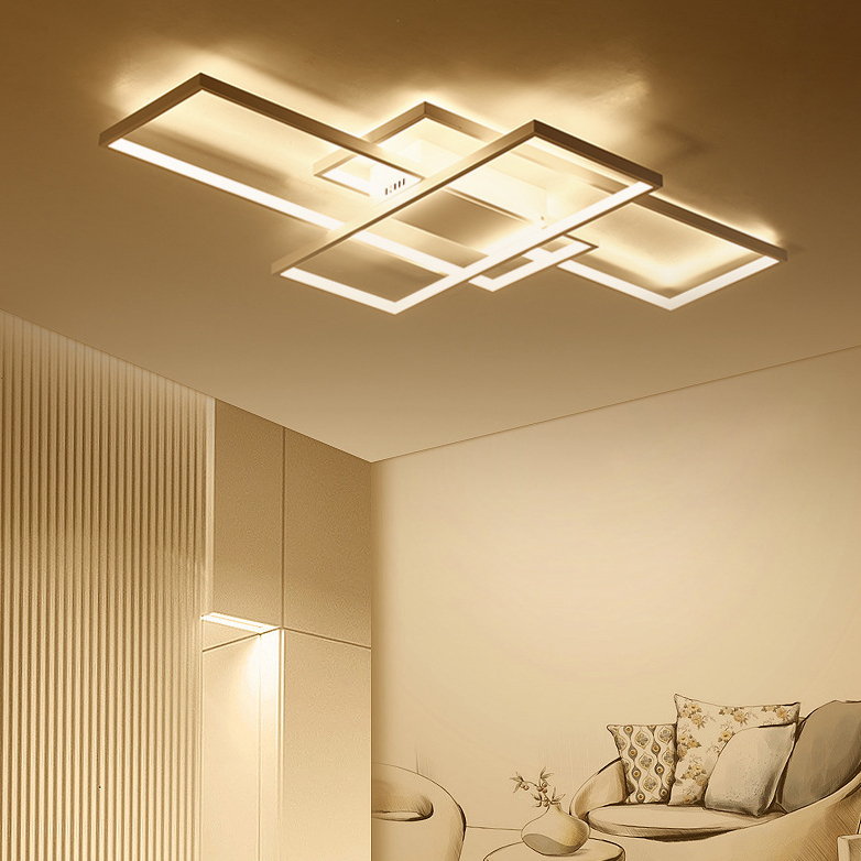 Lámparas de techo semi empotradas rectangulares de estilo moderno Luces de techo de montaje semisuperficial de metal de 3 luces