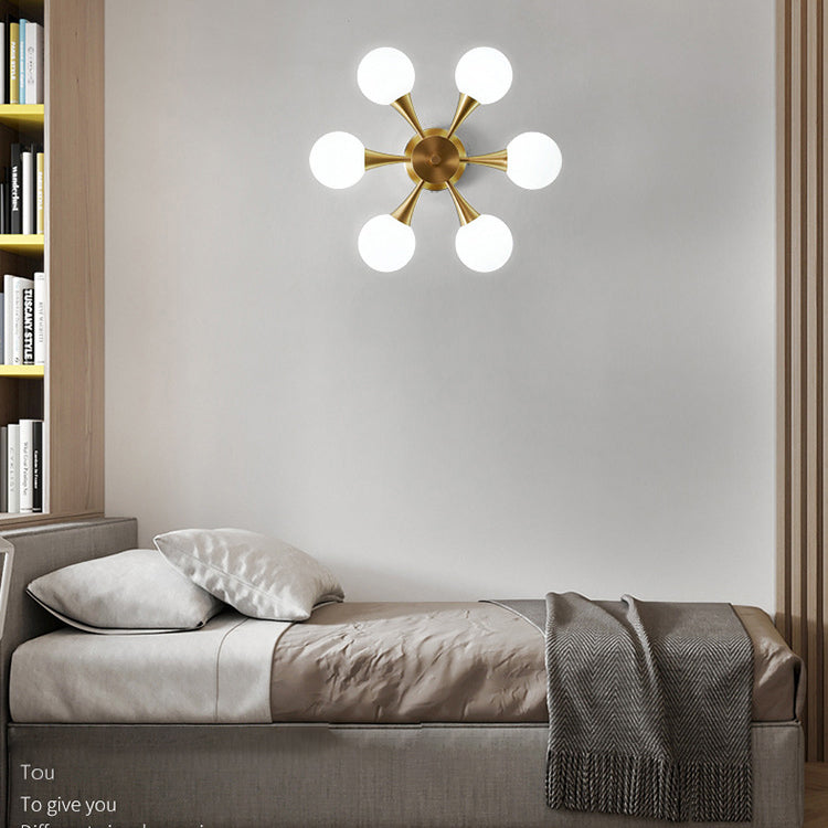 Opal Glass Globe Semi Flush Ceiling Lights Modern Style Multi Lights Semi Mount Lighting