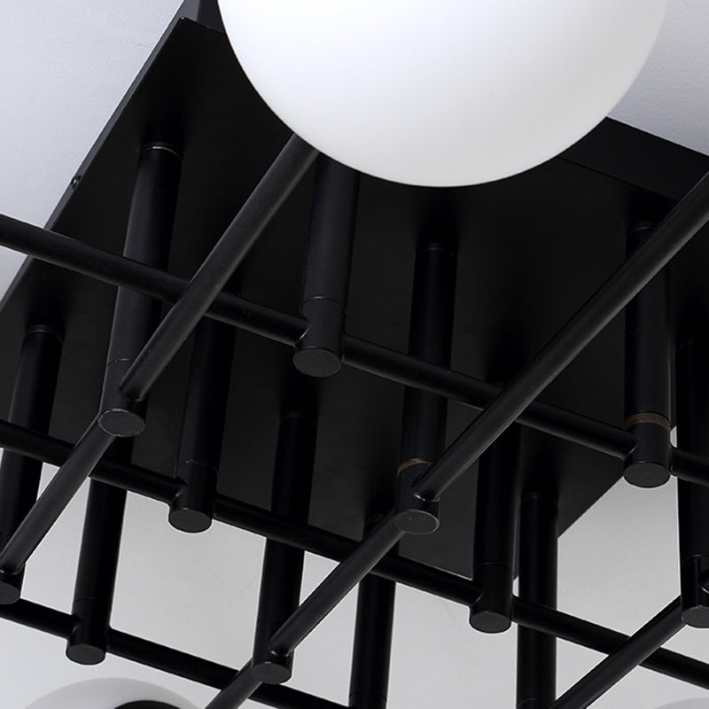 Modern Style Milk Glass Semi Flush Ceiling Chandelier Fixtures Multi Lights Globe Semi Flush Light