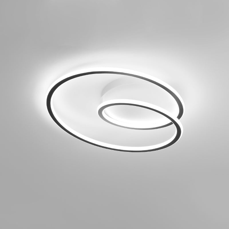 1-Light Ribbon Led Flush Mount Fixture Modern Style Metal Semi Mount Lighting