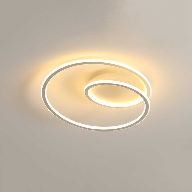 1-Light Ribbon Led Flush Mount Fixture Modern Style Metal Semi Mount Lighting