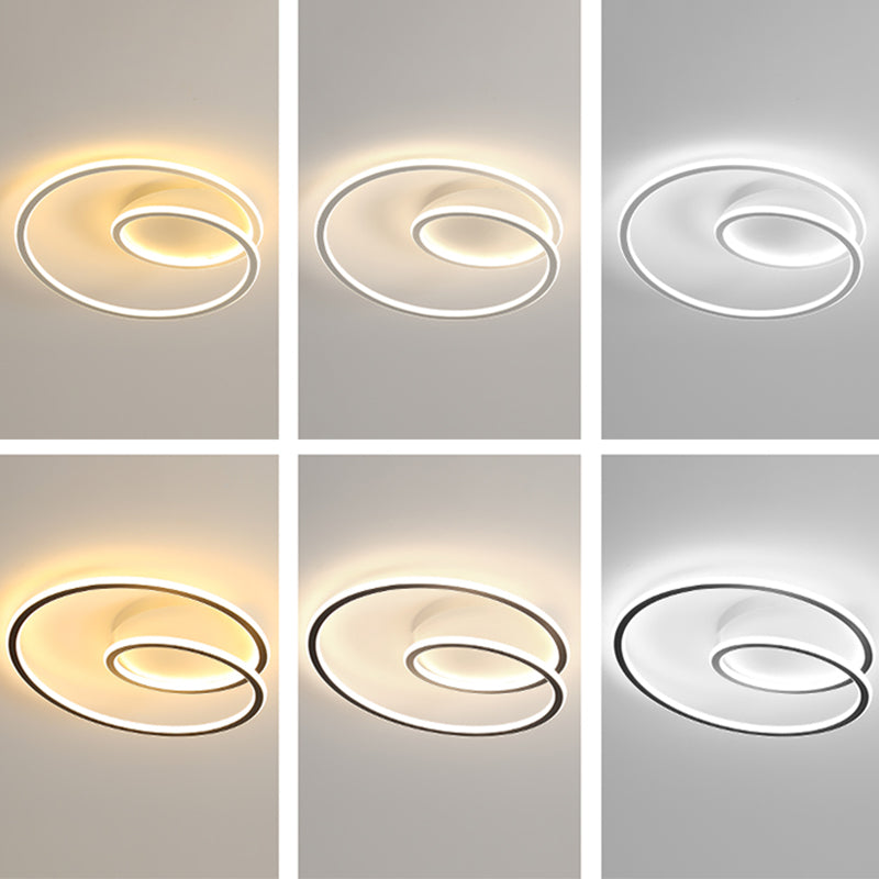 1-Light Ribbon Led Flush Mount Fixture Modern Style Metal Semi Mount Lighting