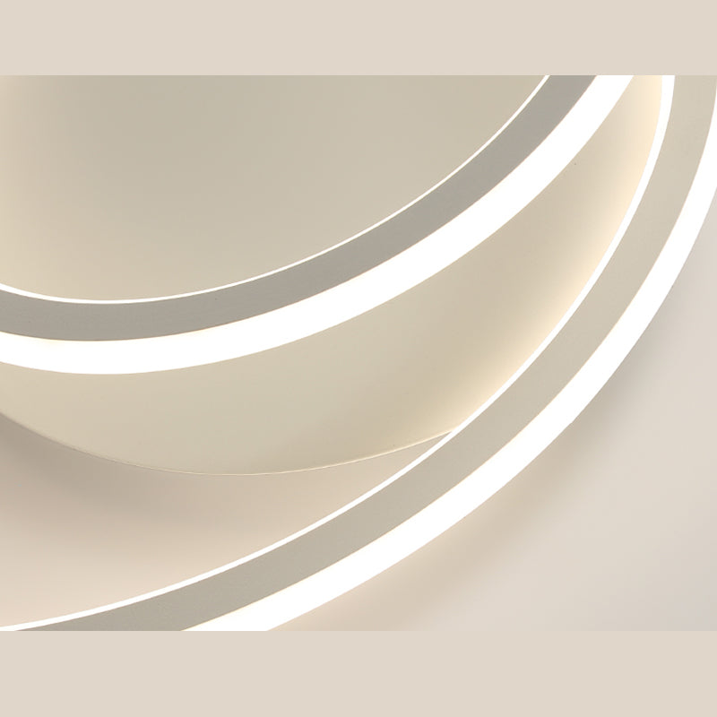 1-Light Ribbon Led Flush Mount Fixture Modern Style Metal Semi Mount Lighting