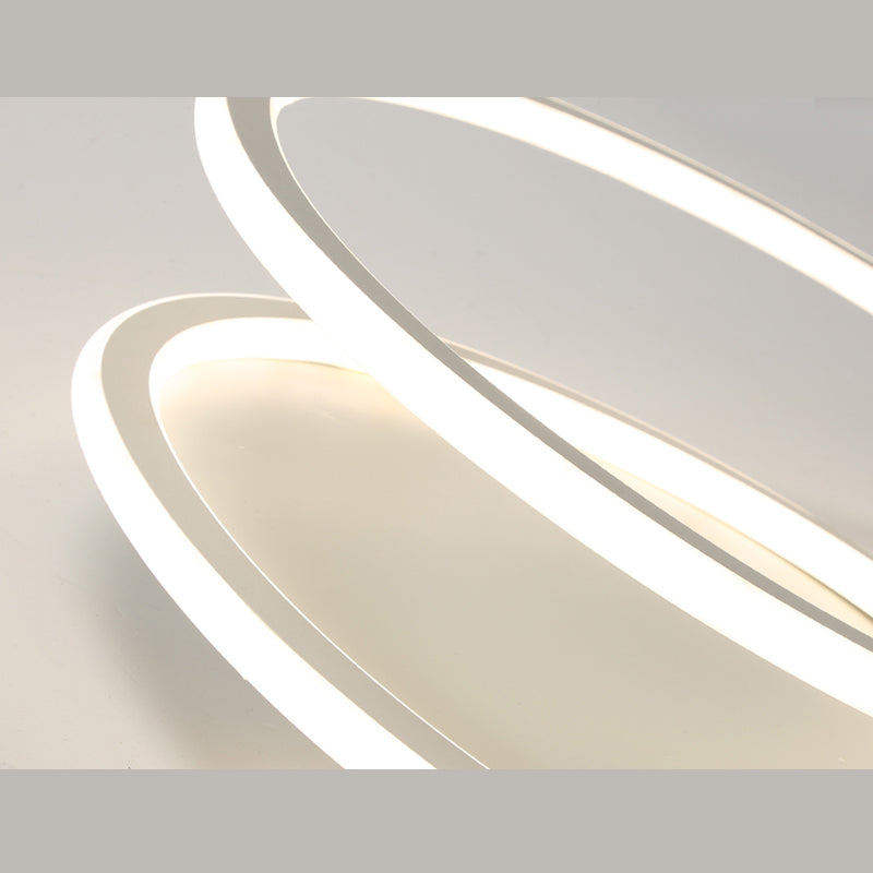 1-Light Ribbon Led Flush Mount Fixture Modern Style Metal Semi Mount Lighting