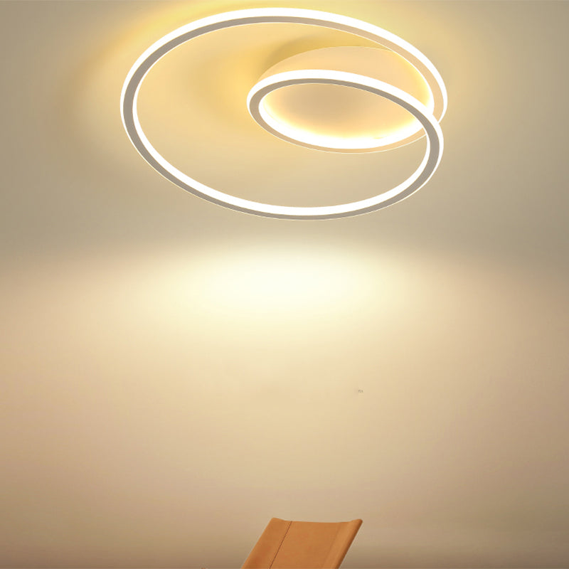 1-Light Ribbon Led Flush Mount Fixture Modern Style Metal Semi Mount Lighting