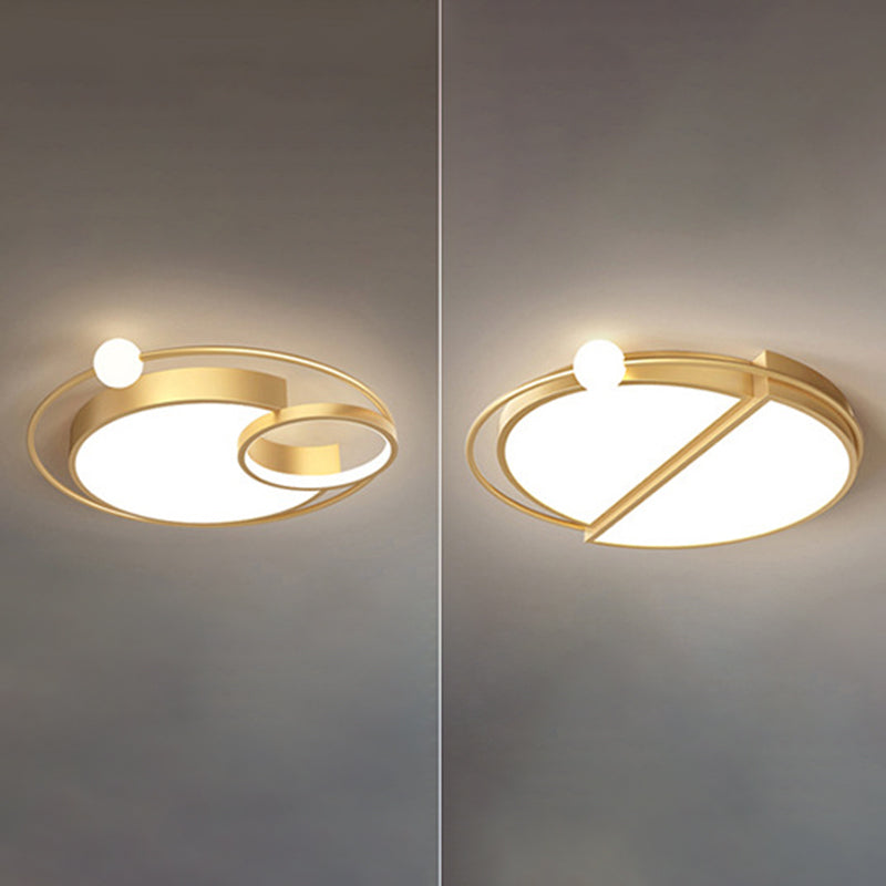 Plafonnier encastré à 3 lumières circulaires en métal de style moderne, montage encastré à LED en Glod