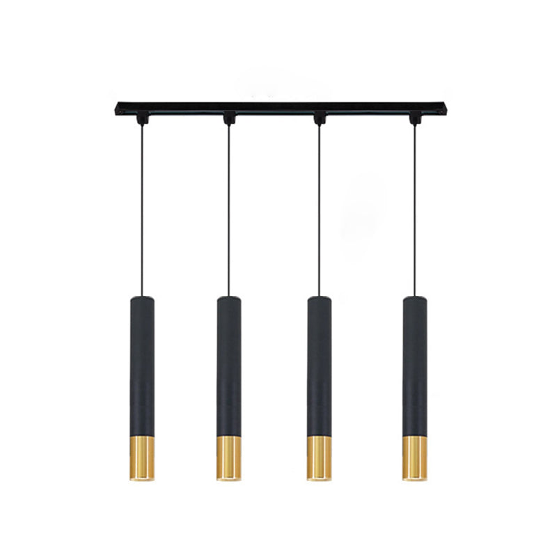 Cylinder Island Lights Modern Pendant Light Metal Island Ceiling Light in Gold and Black