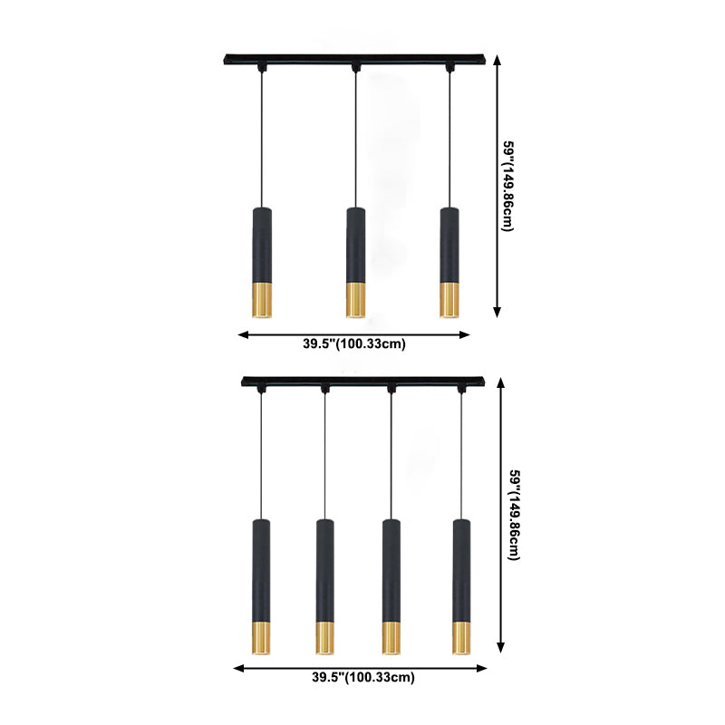 Cylinder Island Lights Modern Pendant Light Metal Island Ceiling Light in Gold and Black